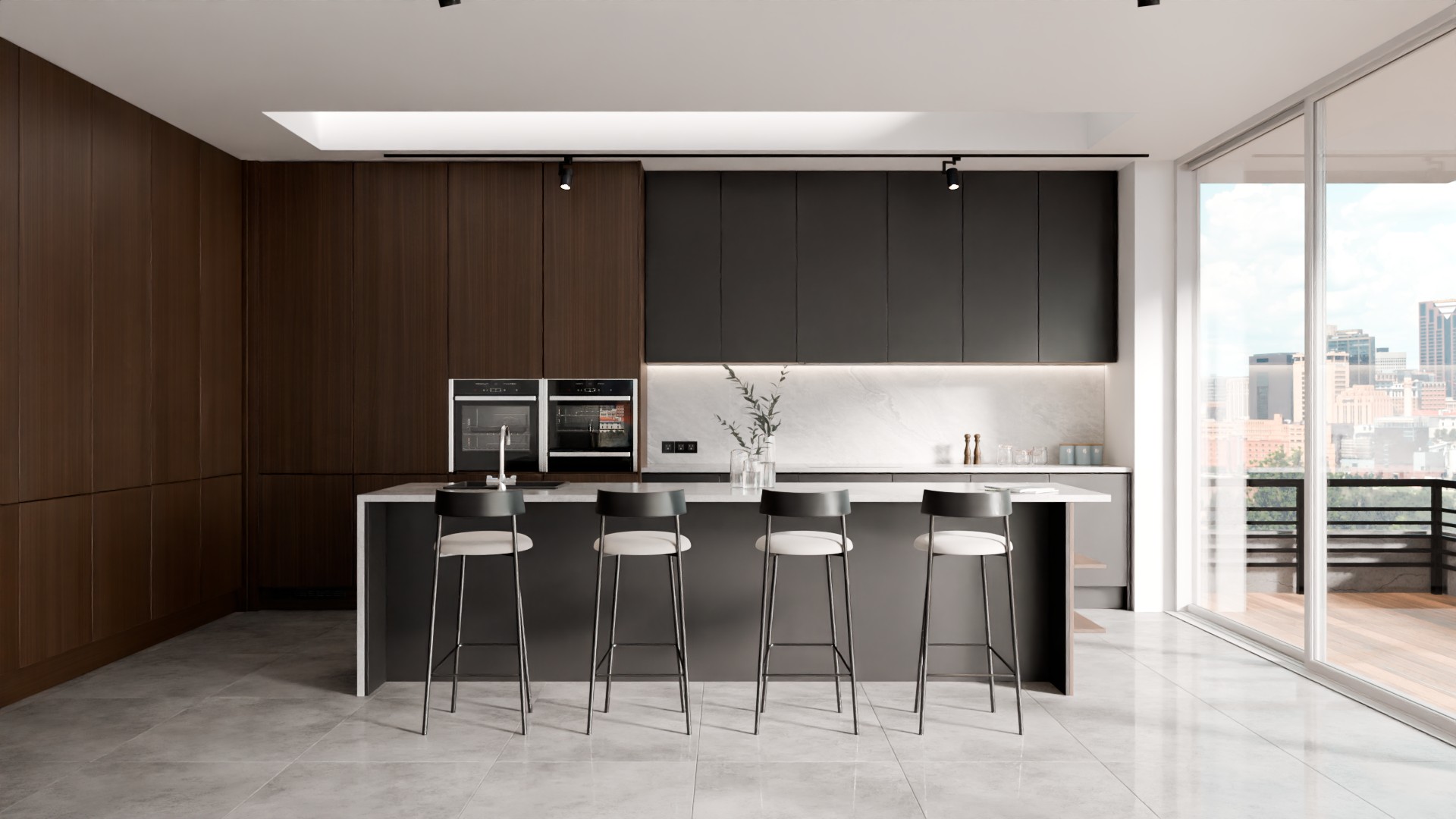 EGR Building Products — kitchen with Rich Eucalypt Carbon decorative surfaces